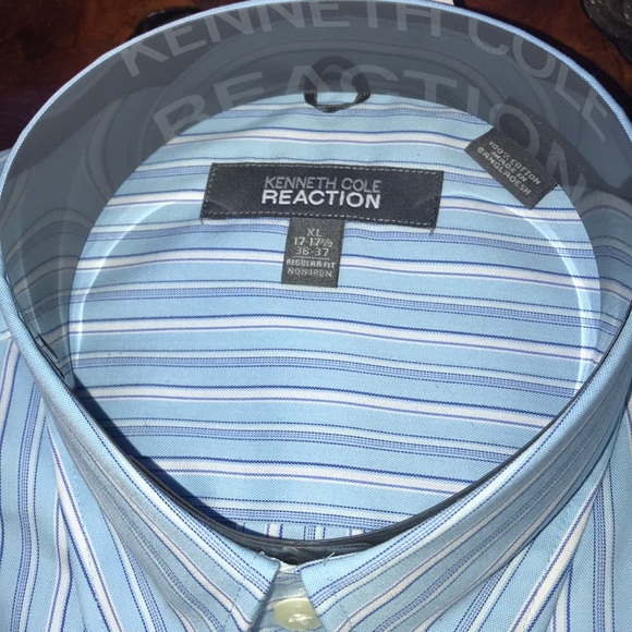 Kenneth Cole Reaction Mens non-iron shirt regular fit pin point XL 17-17.5 36-37 - Picture 4 of 7